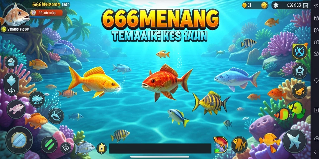 Tampilan gameplay Tembak Ikan yang mendebarkan dan penuh warna.