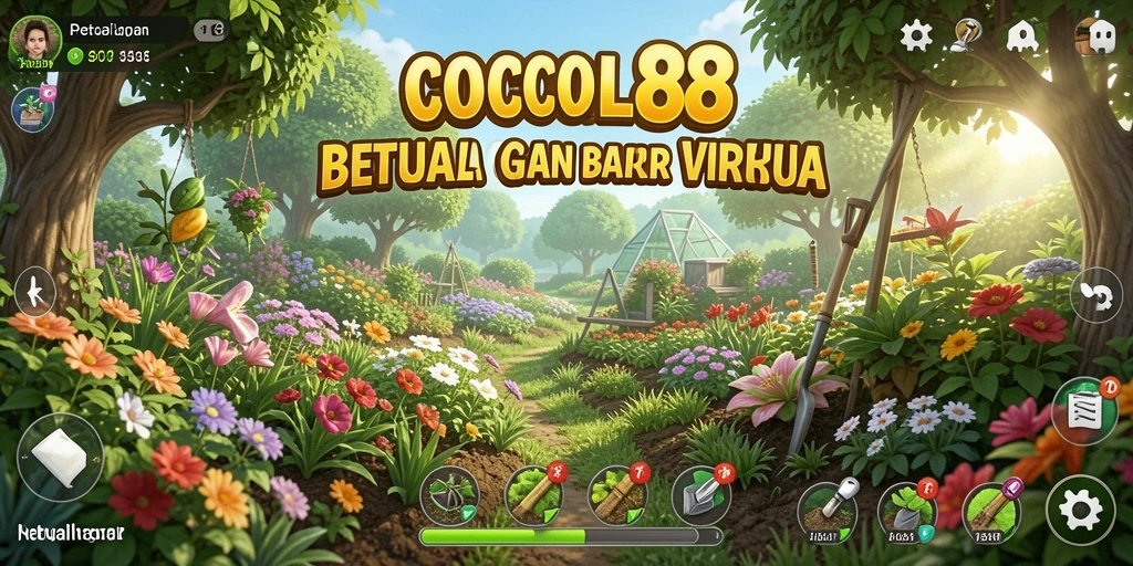 Tampilan gameplay COCOL88 yang menggambarkan ladang yang subur dan hewan-hewan lucu.