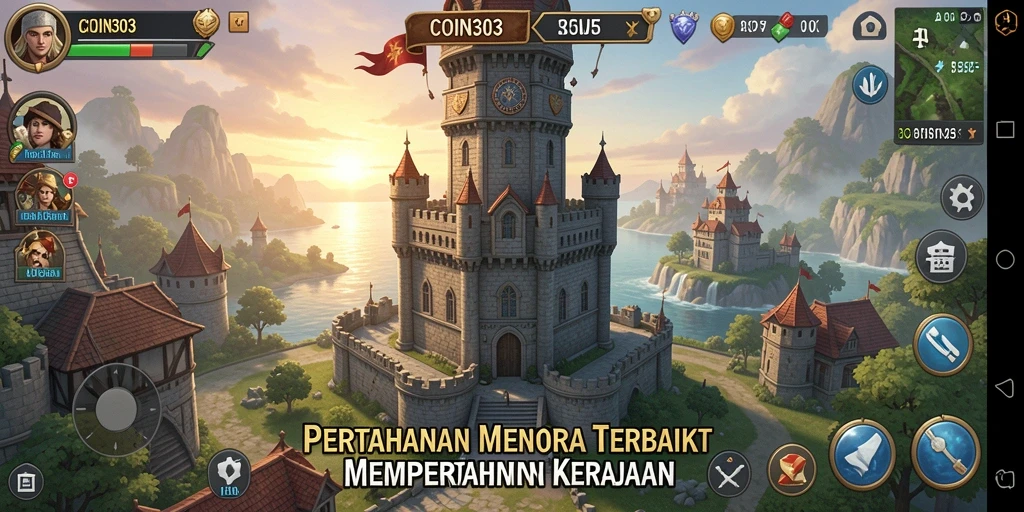 Tampilan menakjubkan gameplay COIN303 dalam pertahanan menara.