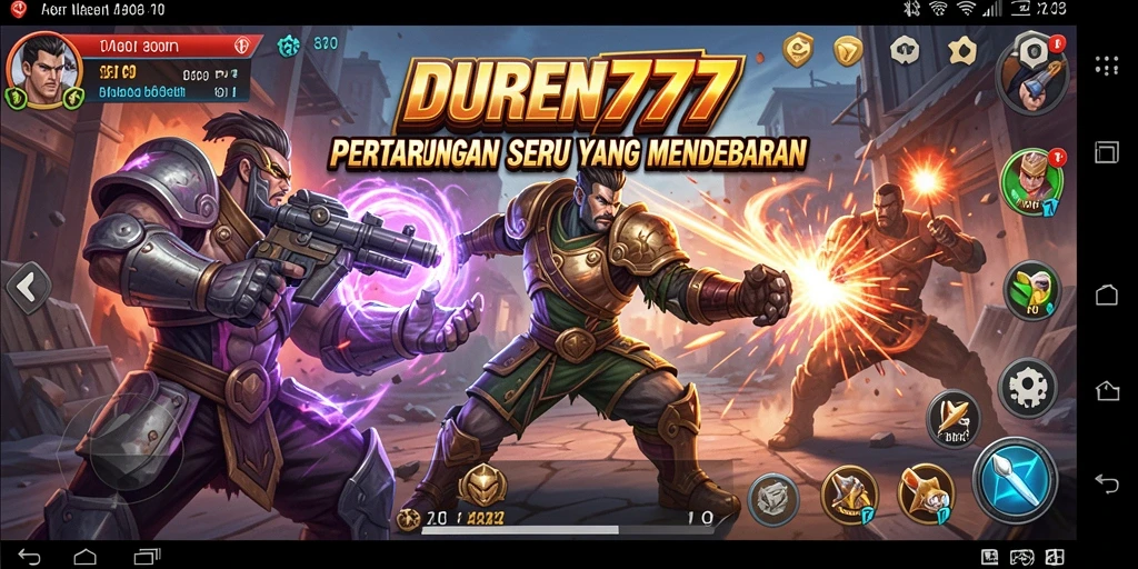 Screenshot DUREN777 menampilkan pertarungan intens antar karakter.
