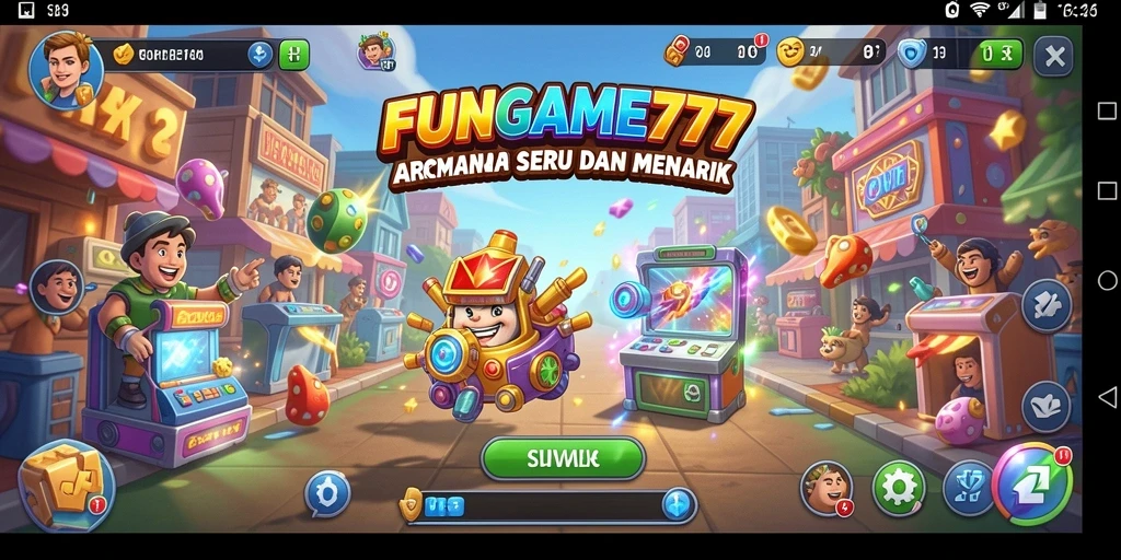 Tampilan memukau dari gameplay FUNGAME777 di aksi Arcade.