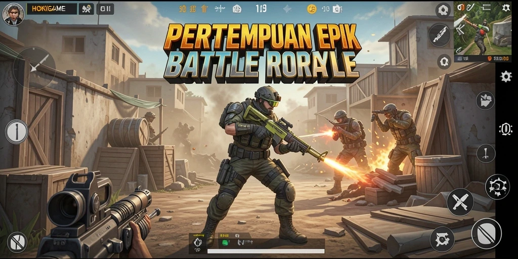 Tampilan menegangkan dari pertempuran di HOKIGAME dengan pemain berjuang untuk bertahan.