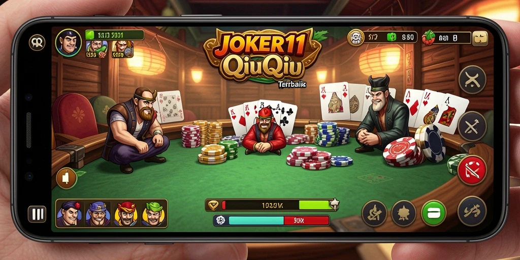 Screenshot JOKER11 menampilkan gameplay QiuQiu yang seru.