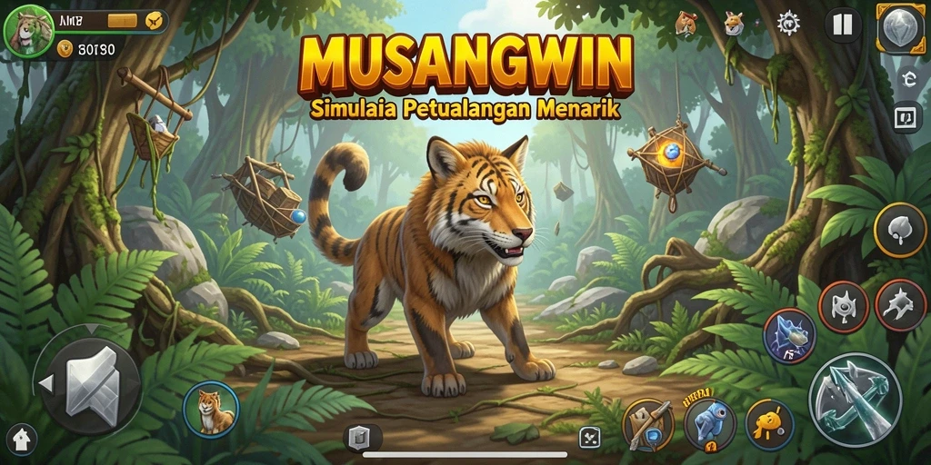 Tangkapan layar utama MUSANGWIN menampilkan pengalaman bermain simulasi yang mendebarkan.