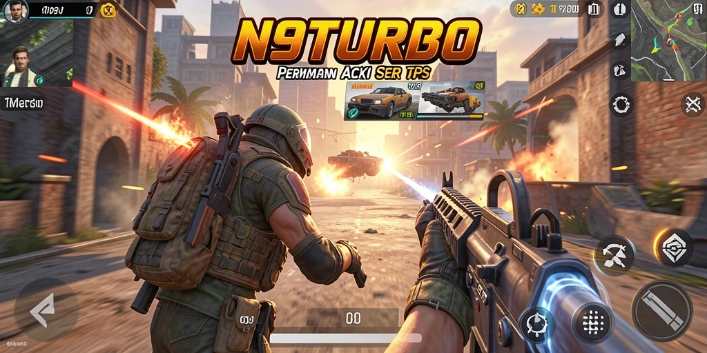 Tampilan gameplay seru dalam N9TURBO dengan aksi mendebarkan.