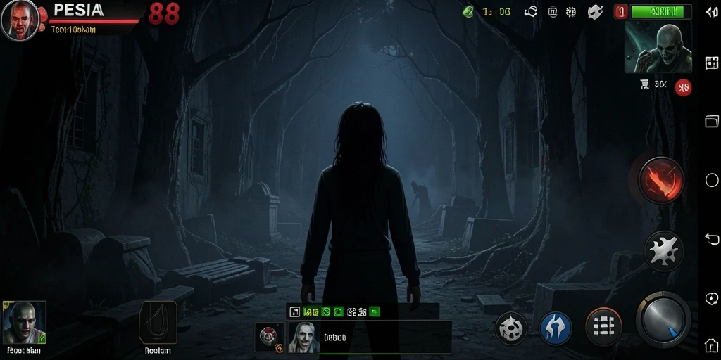 Screenshot PESIAR88 menampilkan suasana mencekam di lokasi angker.