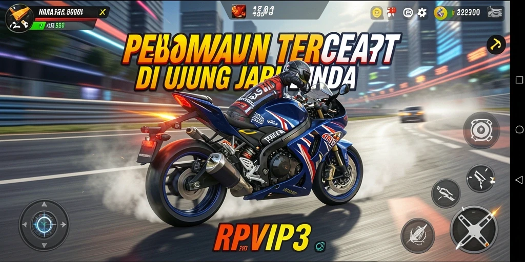 Tampilan aksi balapan motor yang mendebarkan di RPVIP3.