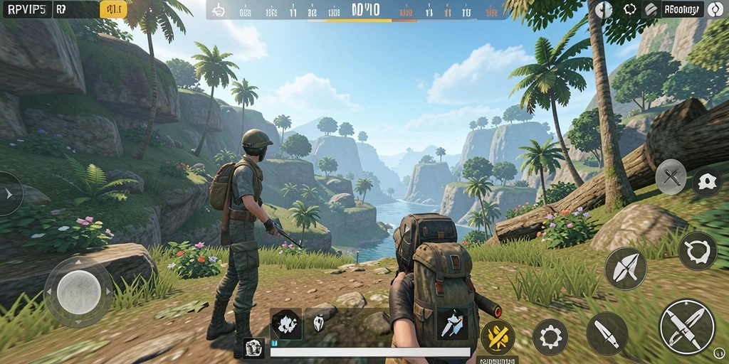 Screenshot gameplay RPVIP5 menampilkan petualangan eksplorasi dunia terbuka.
