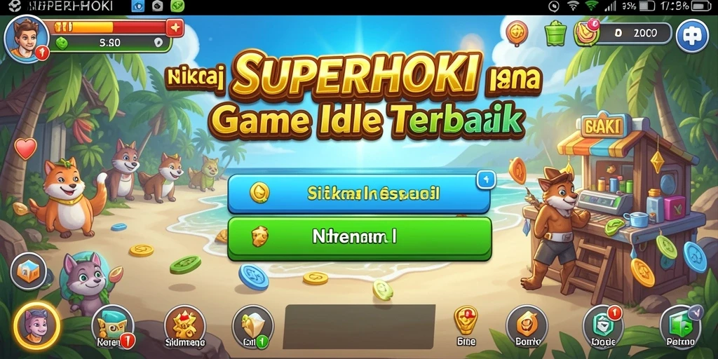 Tampilan utama gameplay SUPERHOKI dengan interaksi yang sederhana.