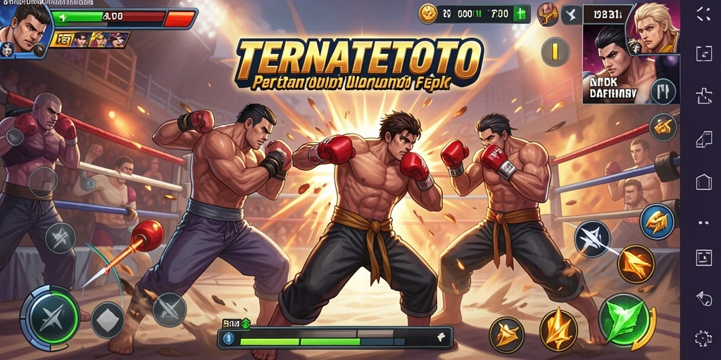 Tangkapan layar utama TERNATETOTO menampilkan aksi pertarungan seru.